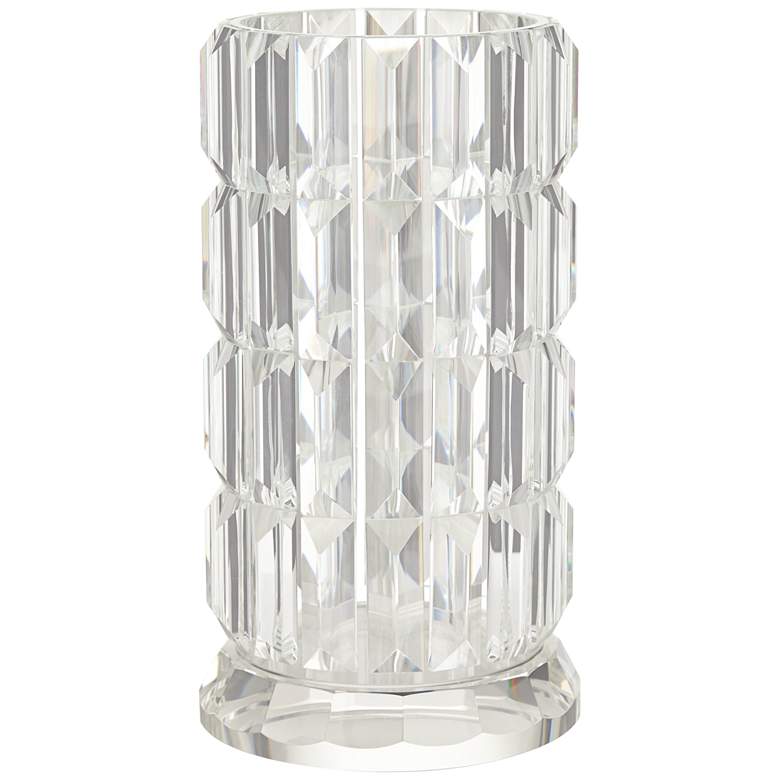 Image 1 Yanna Shiny Clear 11 1/4 inch High Glass Facet Pillar Vase