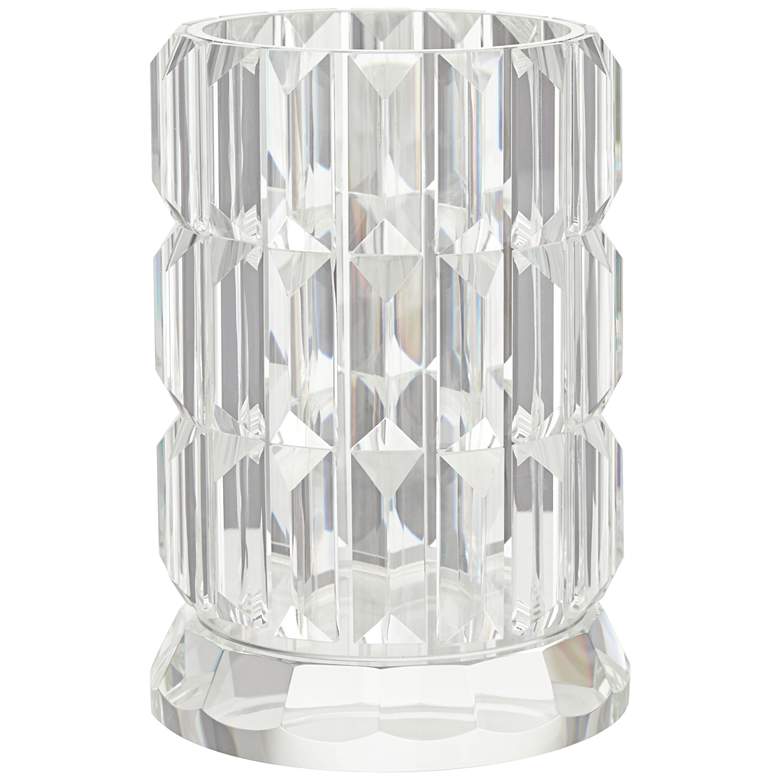 Image 1 Yanna Shiny Clear 8 3/4 inch High Glass Facet Pillar Vase