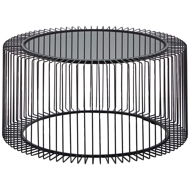 Image 2 Yara 31 1/2" Wide Black Iron Open Wire Round Coffee Table