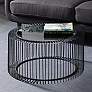 Yara 31 1/2" Wide Black Iron Open Wire Round Coffee Table