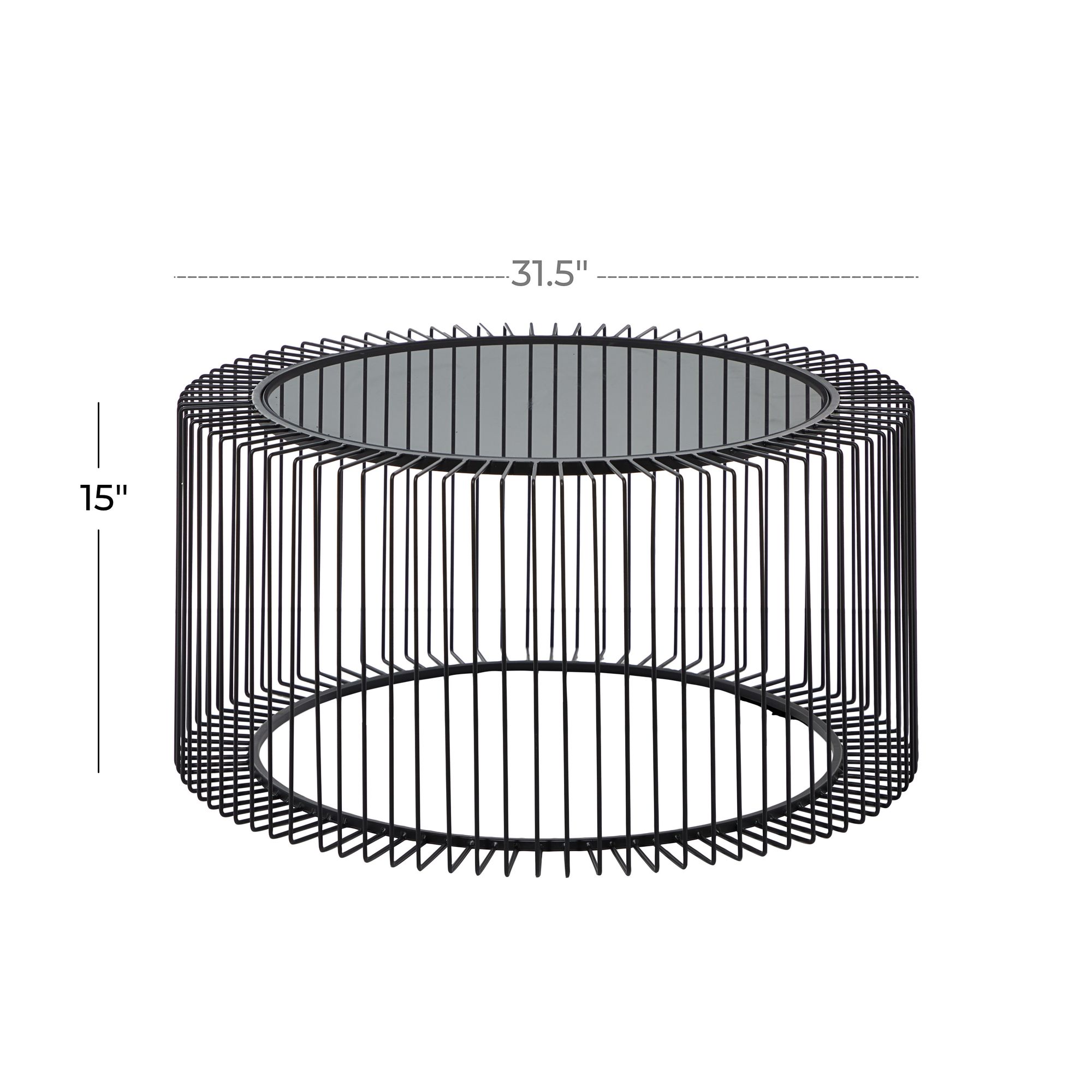 Image 6 Yara 31 1/2" Wide Black Iron Open Wire Round Coffee Table more views