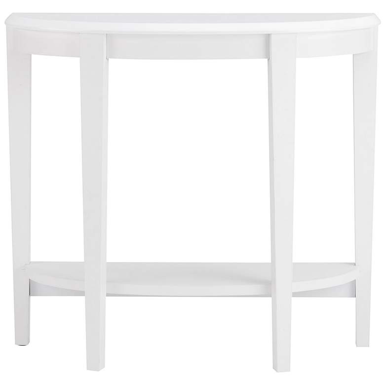 Image 5 Yara 36" Wide White Wood 1-Shelf Half Round Console Table more views