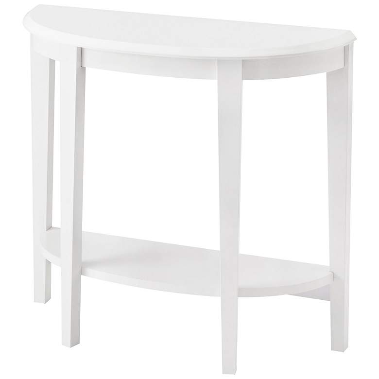 Image 6 Yara 36" Wide White Wood 1-Shelf Half Round Console Table more views
