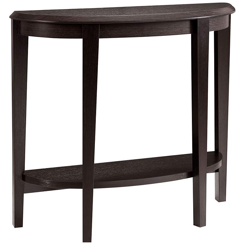 Image 2 Yara 36"W Red Cocoa Wood 1-Shelf Half Round Console Table