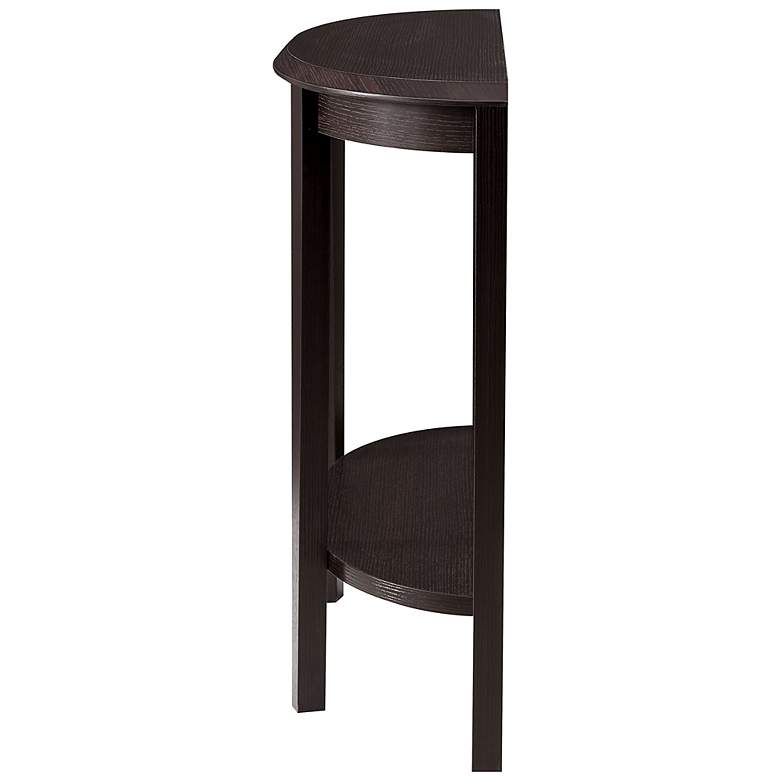 Image 3 Yara 36"W Red Cocoa Wood 1-Shelf Half Round Console Table more views