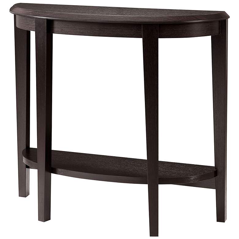Image 5 Yara 36"W Red Cocoa Wood 1-Shelf Half Round Console Table more views