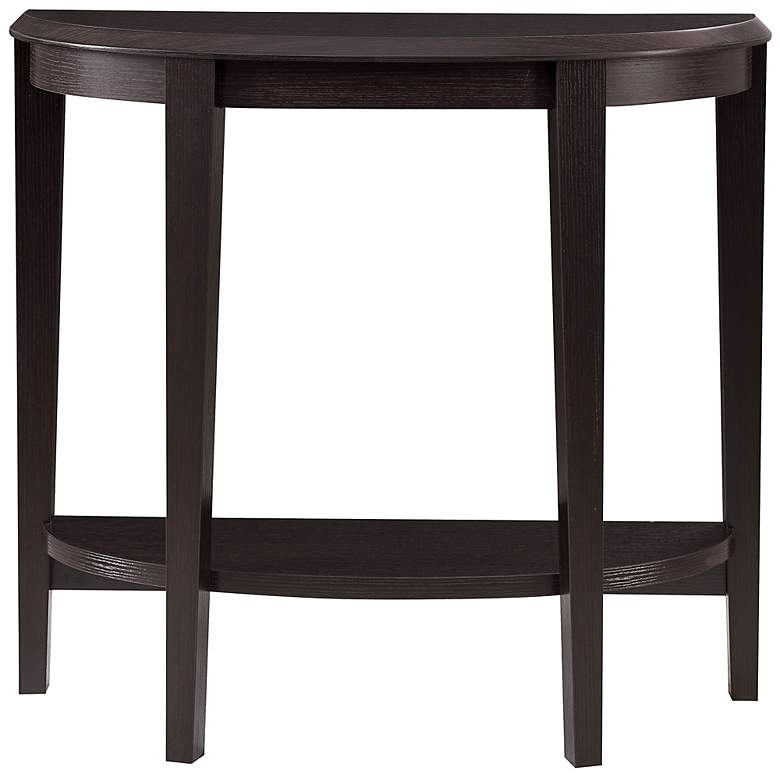 Image 6 Yara 36"W Red Cocoa Wood 1-Shelf Half Round Console Table more views