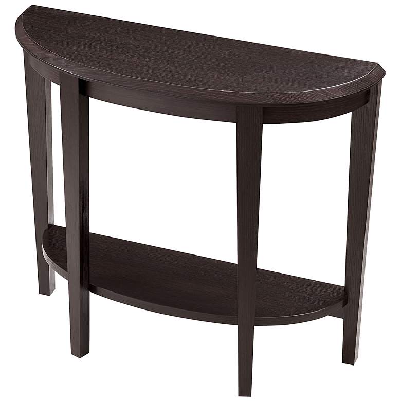 Image 7 Yara 36"W Red Cocoa Wood 1-Shelf Half Round Console Table more views