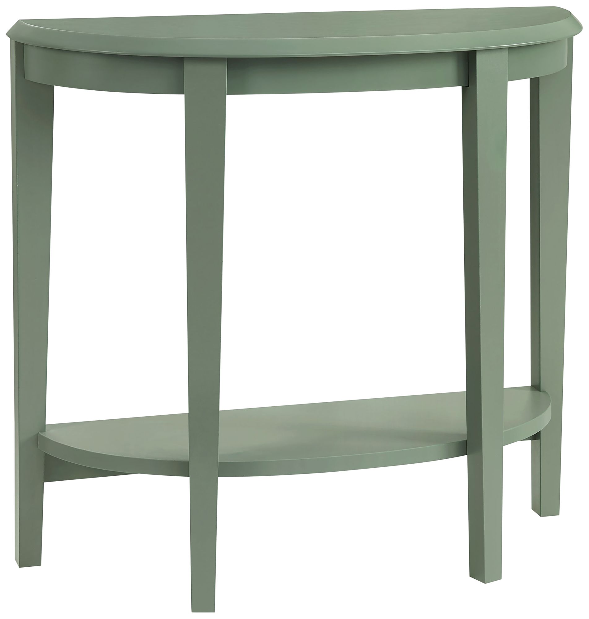 Yara 36"W Sage Green Wood 1-Shelf Half Round Console Table