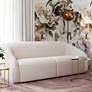 Yara 90 1/2" Wide Pleated Beige Velvet Sofa