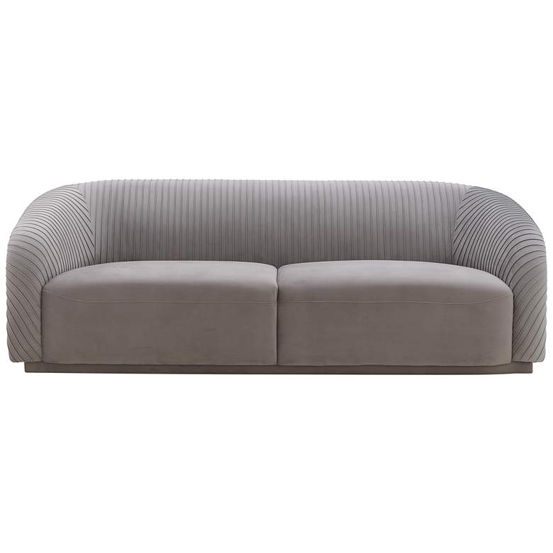 Image 2 Yara 90 1/2 inch Wide Pleated Gray Velvet Sofa