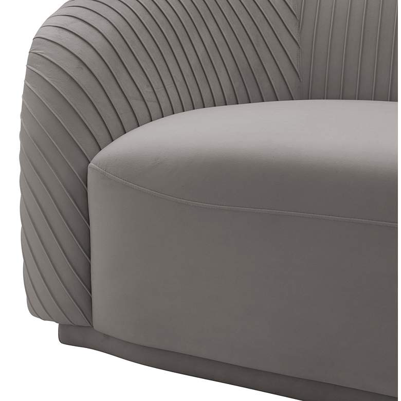 Image 3 Yara 90 1/2 inch Wide Pleated Gray Velvet Sofa more views