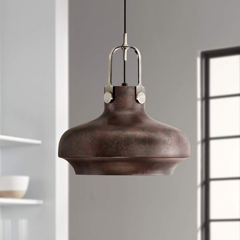 Image 1 Yardley 14 inch Wide Antique Bronze Industrial Mini Pendant