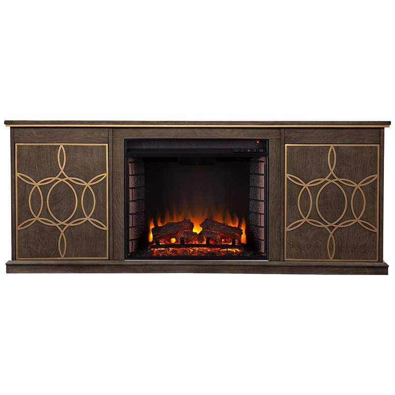 Image 2 Yardlynn 60 3/4" Wide Brown Gold Electric Fireplace Console