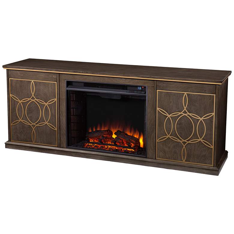 Image 4 Yardlynn 60 3/4" Wide Brown Gold Electric Fireplace Console more views