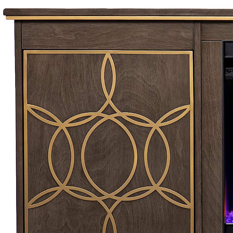 Image 3 Yardlynn 60 3/4"W Brown and Gold Electric Fireplace Console more views