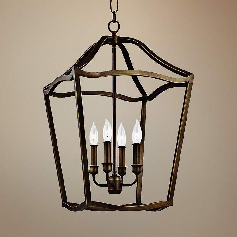 Image 1 Yarmouth 14 3/4 inch Wide 5-Light Aged Brass Foyer Pendant
