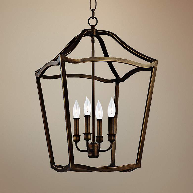 Image 1 Yarmouth 14 3/4" Wide 5-Light Aged Brass Foyer Pendant