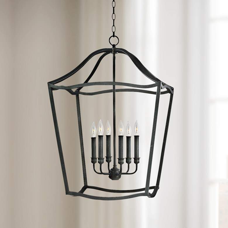 Image 1 Yarmouth 20 1/4" Wide 6-Light Forged Iron Lantern Pendant