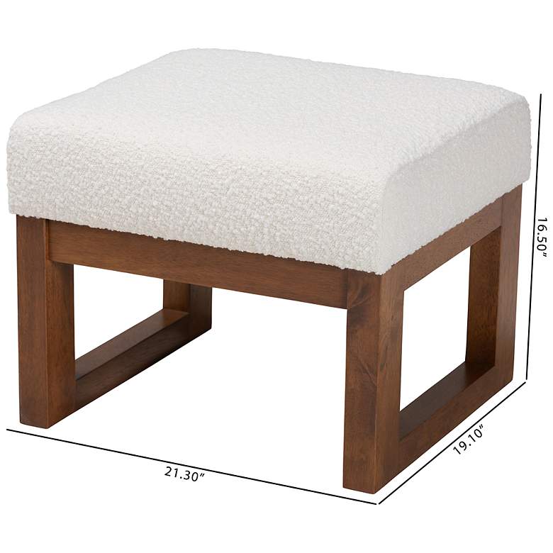 Image 7 Yashiya Off-White Boucle Fabric Ottoman/Footstool more views