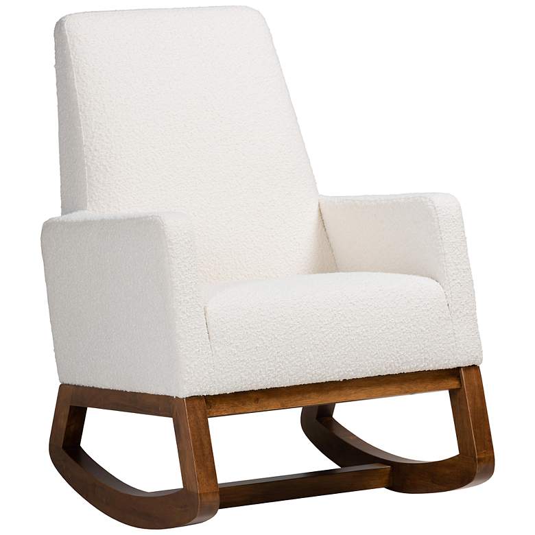 Image 2 Yashiya Off-White Boucle Fabric Rocking Chair