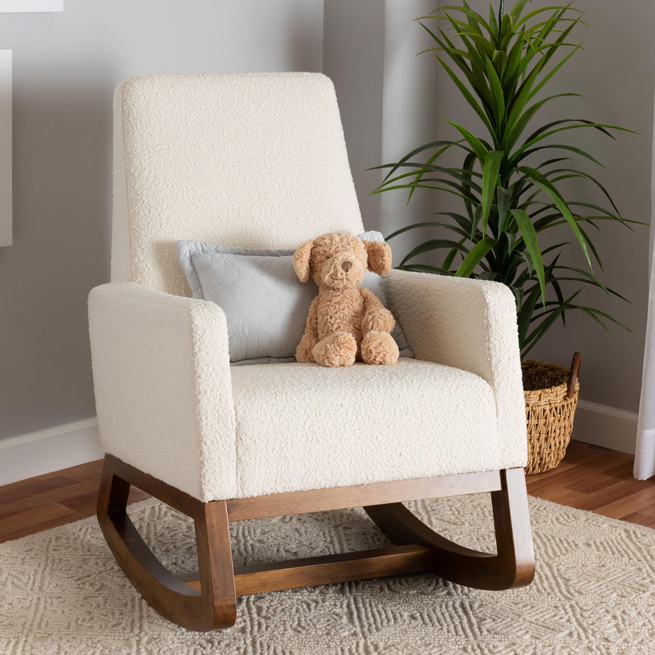 White fabric rocking discount chair