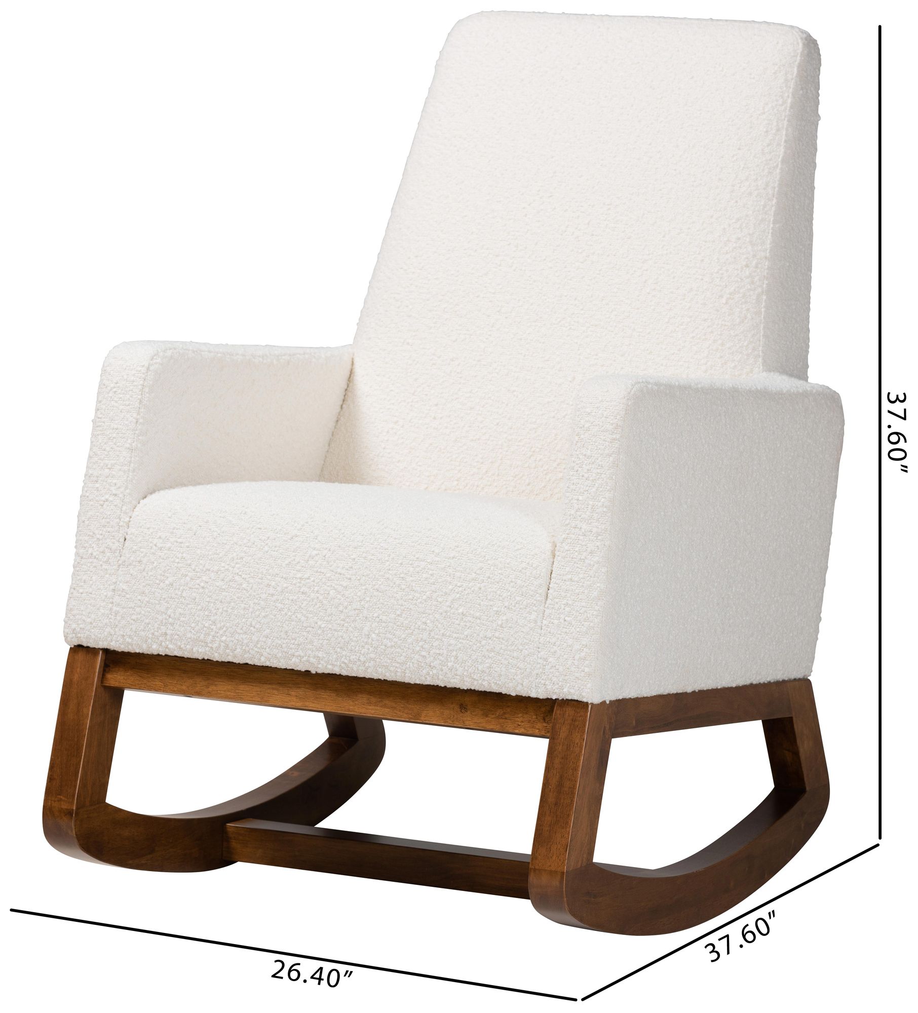 Yashiya Off-White Boucle Fabric Rocking Chair