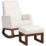 2_Yashiya Off-White Fabric 2-Piece Rocking Chair Ottoman Set