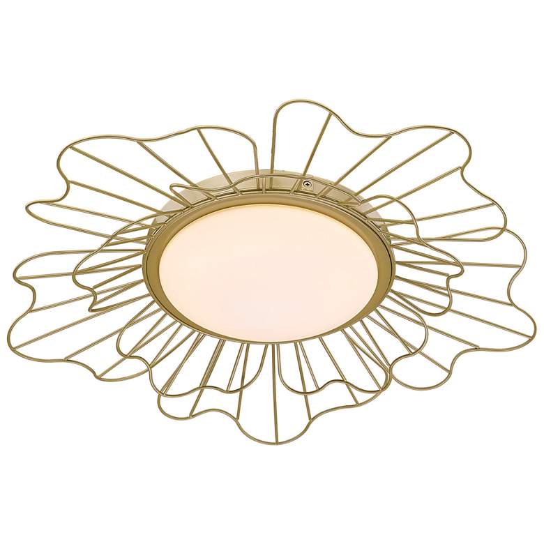 Image 1 Yasmin 23 5/8 inch Wide Light Olympic Gold LED Flush Mount With Opal Glass
