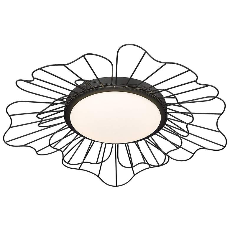 Image 1 Yasmin 23 5/8 inch Wide Natural Black LED Flush Mount With Opal Glass