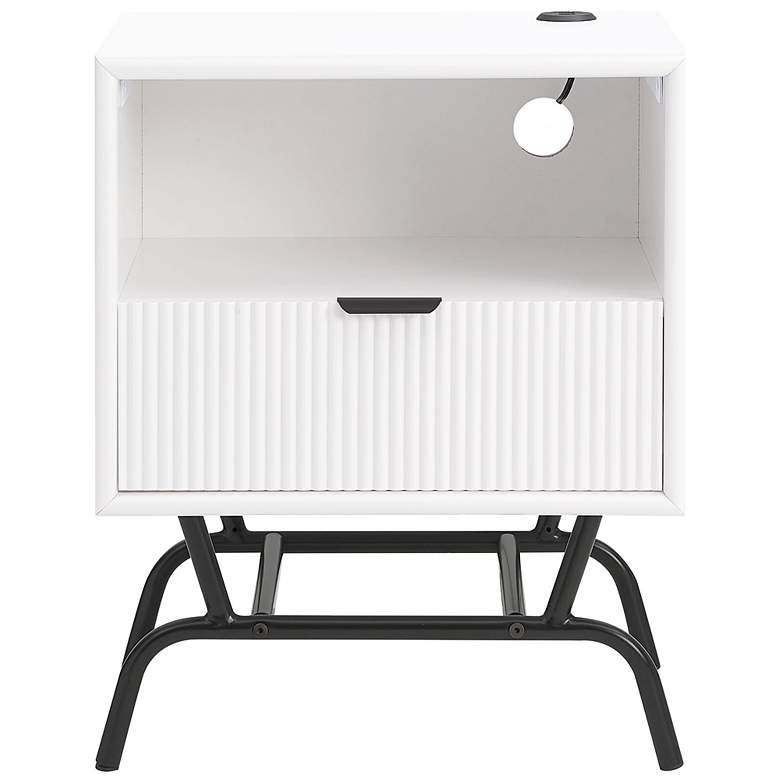 Image 4 Yastara 18"W White Pure 1-Drawer End Table with USB Ports more views