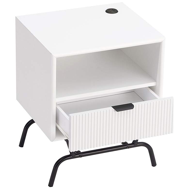 Image 6 Yastara 18"W White Pure 1-Drawer End Table with USB Ports more views