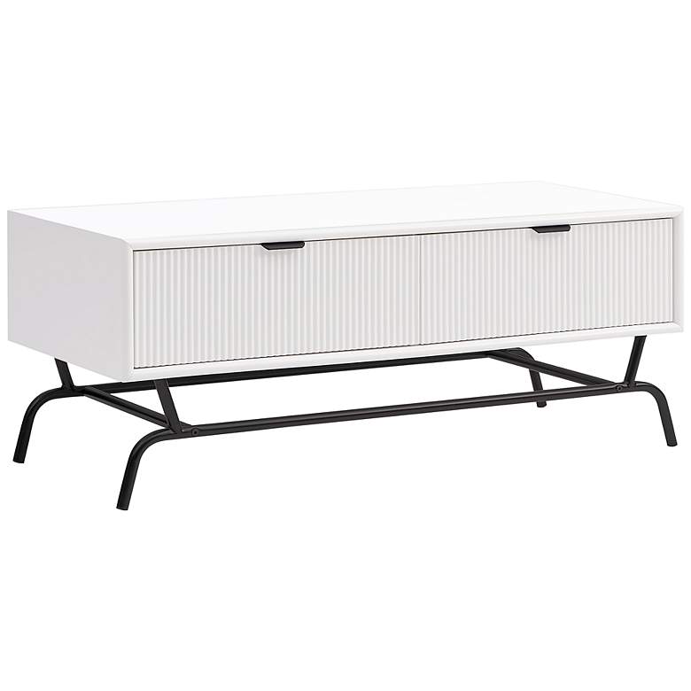 Image 2 Yastara 42" Wide White Pure 2-Drawer Coffee Table/TV Stand