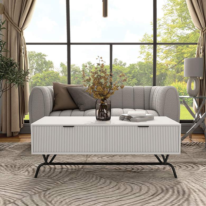 Image 1 Yastara 42" Wide White Pure 2-Drawer Coffee Table/TV Stand