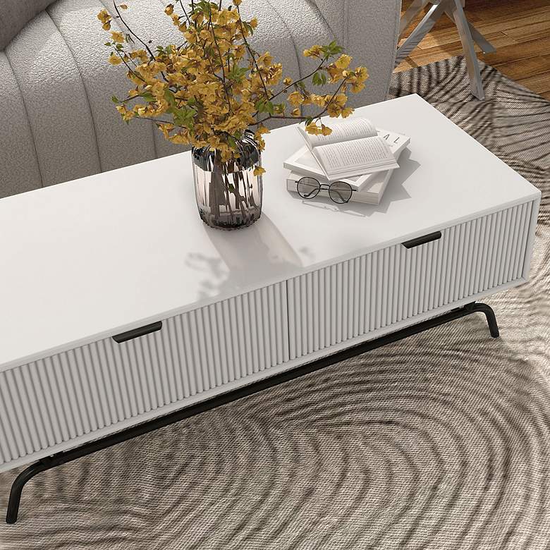 Image 3 Yastara 42" Wide White Pure 2-Drawer Coffee Table/TV Stand more views