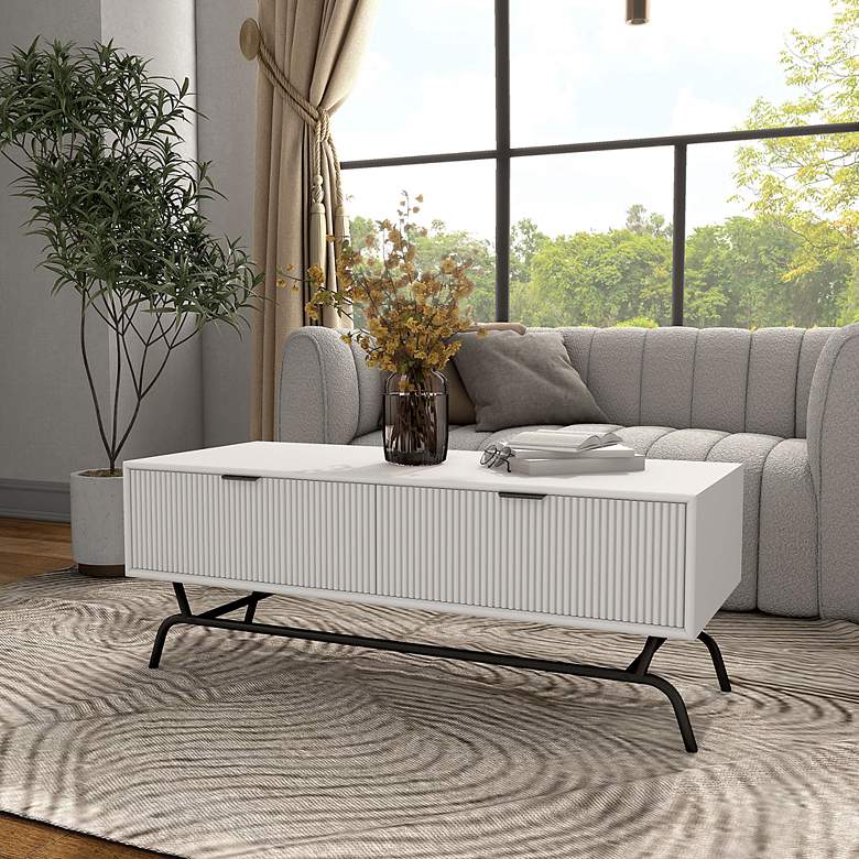 Image 7 Yastara 42" Wide White Pure 2-Drawer Coffee Table/TV Stand more views