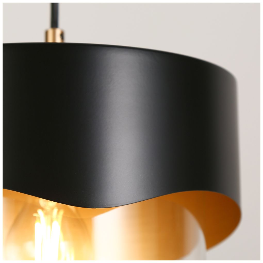 Image 3 Yates 10" Wide Black and Gold Mini Pendant with Clear Glass more views