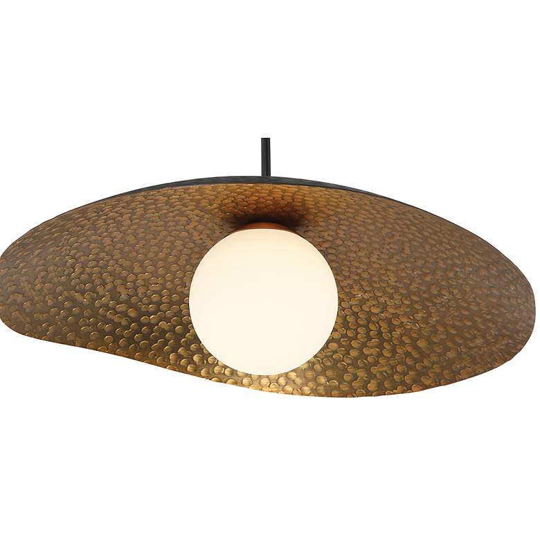 Image 5 Yates 14"W Black and Antique Brushed Brass LED Pendant Light more views