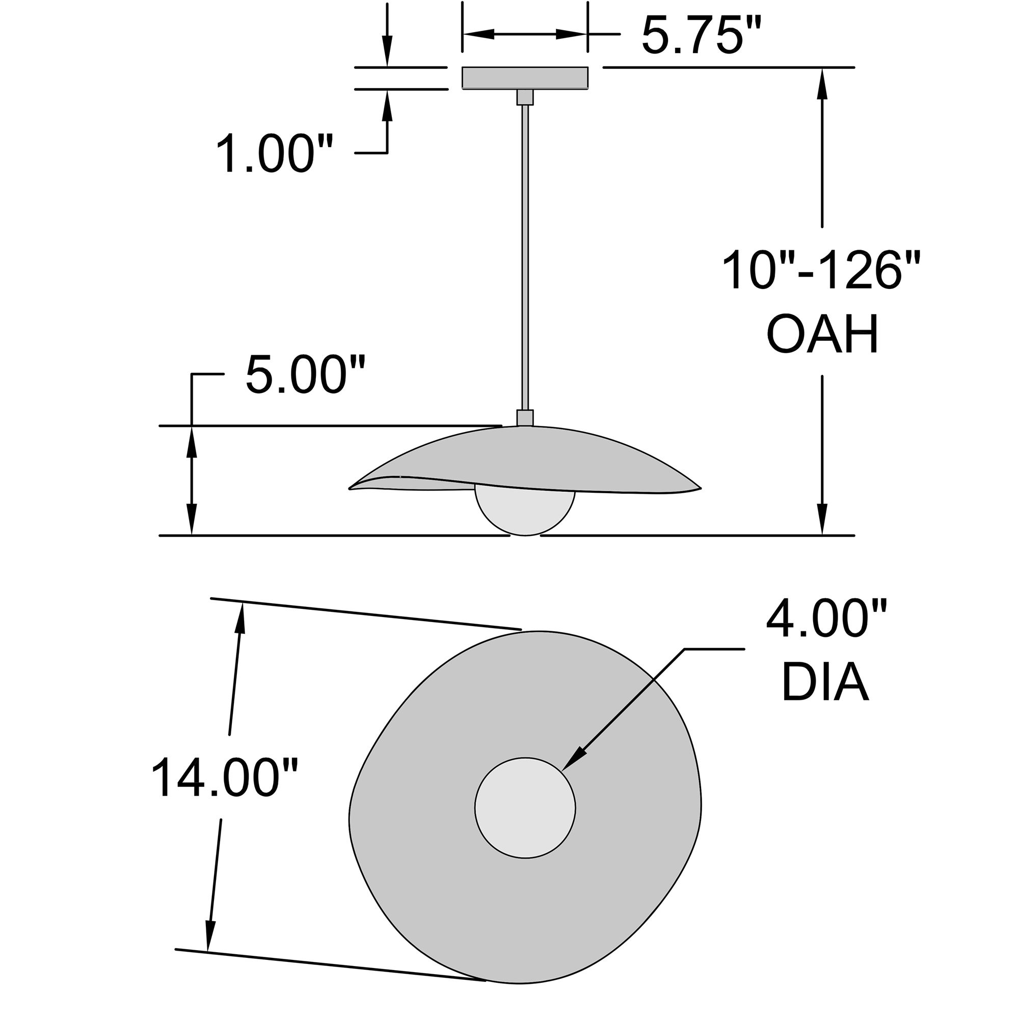 Yates 14"W Black and Antique Brushed Brass LED Pendant Light