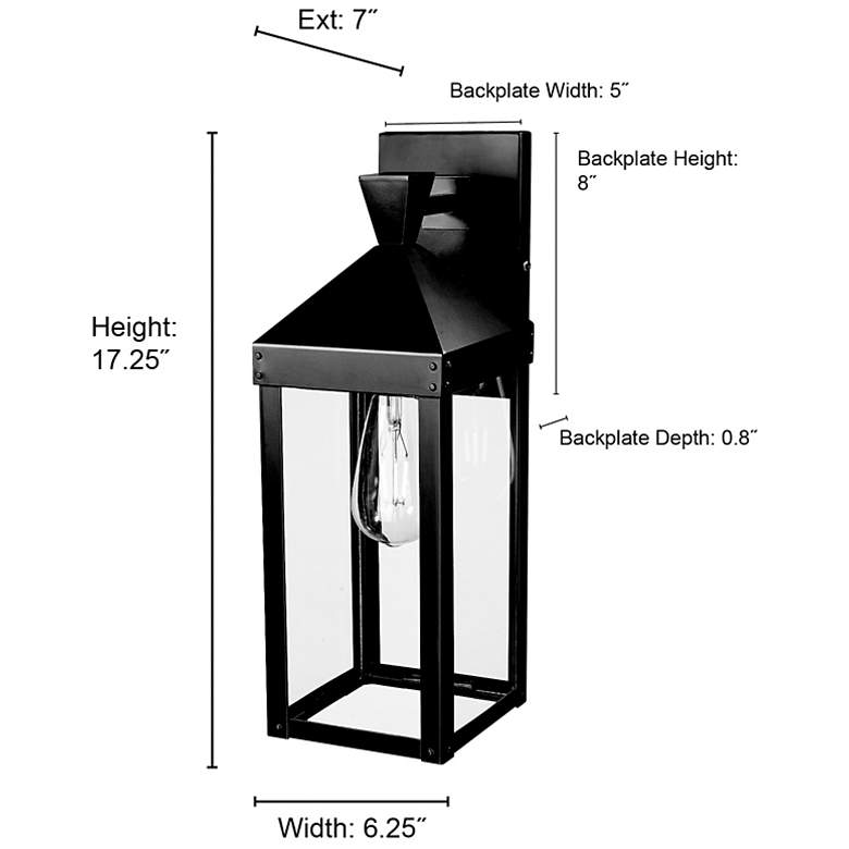 Image 7 Yates 17.25" High 1-Light Outdoor Wall Sconce in Powder Coated Black more views