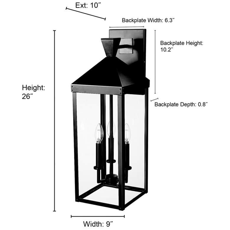 Image 7 Yates 3-Light Outdoor Wall Sconce in Powder Coated Black more views