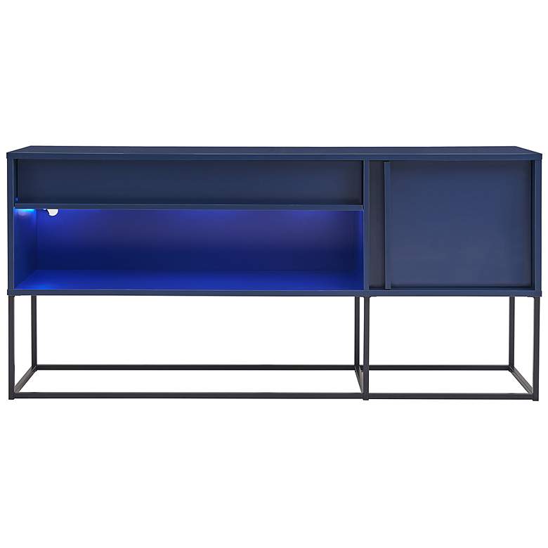 Image 4 Yazda 60" Wide Indigo 1-Drawer TV Stand w/ USB and LED Light more views