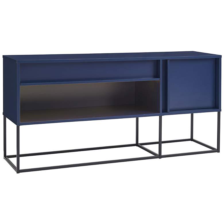 Image 7 Yazda 60 inch Wide Indigo 1-Drawer TV Stand w/ USB and LED Light more views