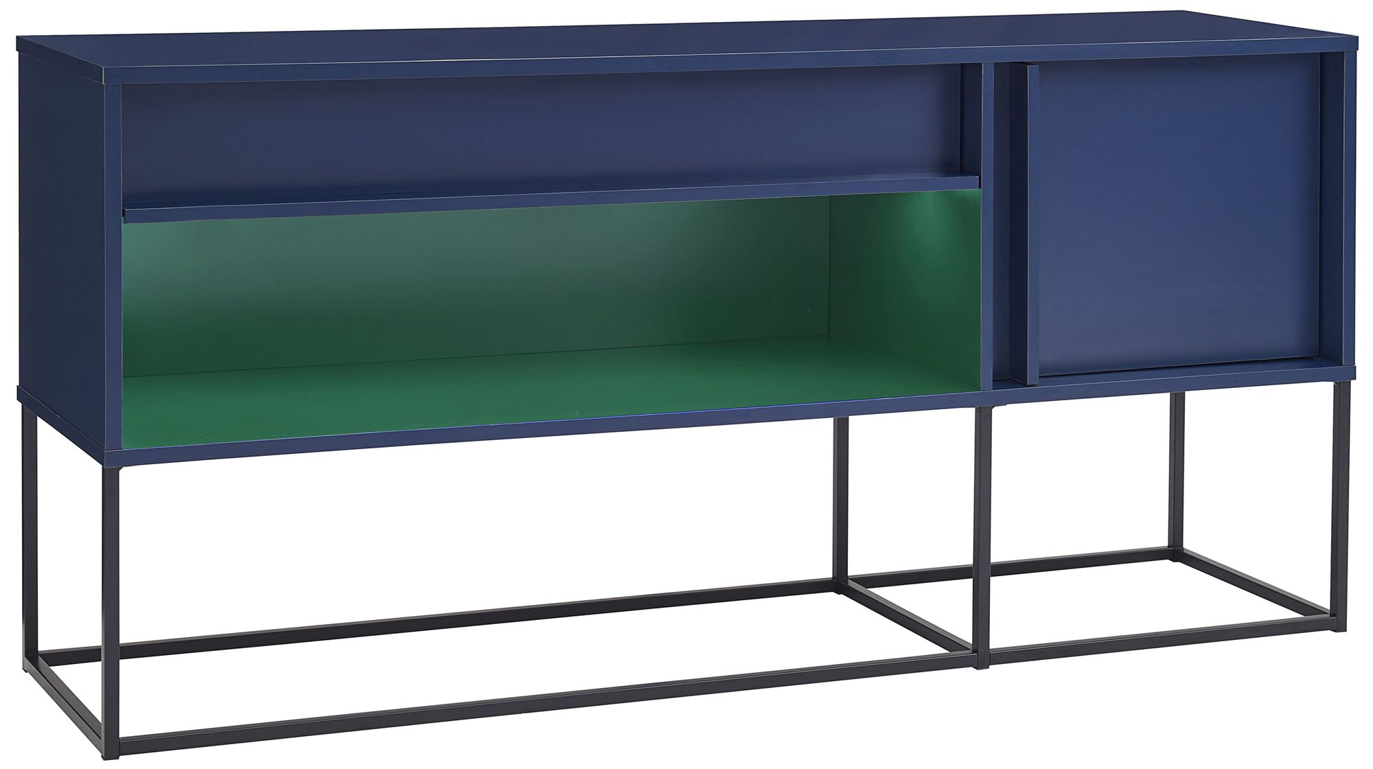 Yazda 60" Wide Indigo 1-Drawer TV Stand w/ USB and LED Light