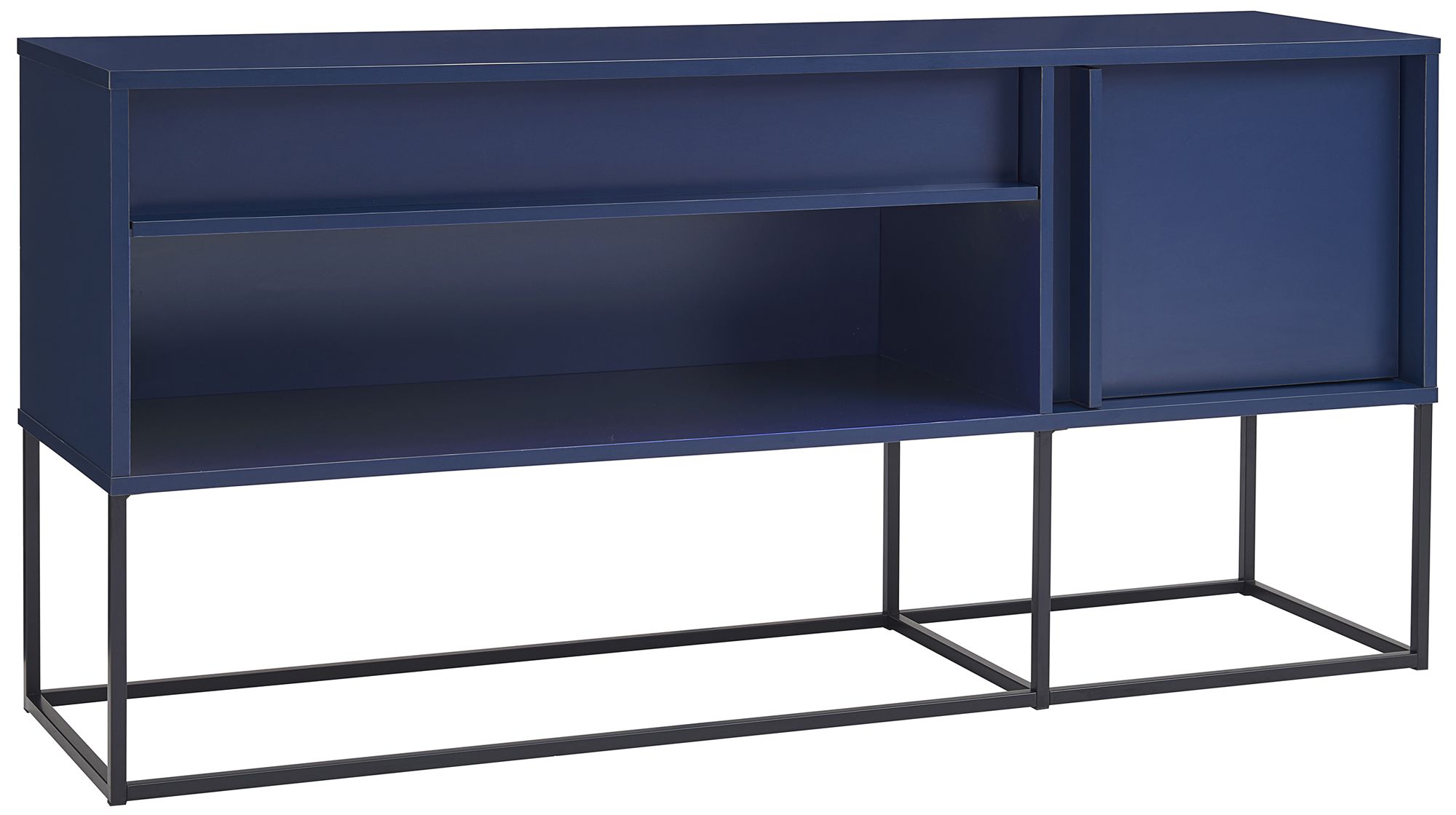 Yazda 60" Wide Indigo 1-Drawer TV Stand w/ USB and LED Light