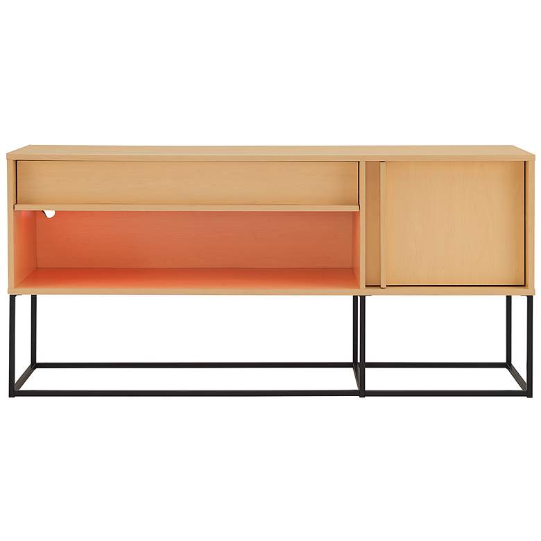 Image 4 Yazda 60" Wide Maple 1-Drawer TV Stand w/ USB and LED Light more views
