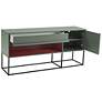 Yazda 60"W Sage Green 1-Drawer TV Stand w/ USB and LED Light