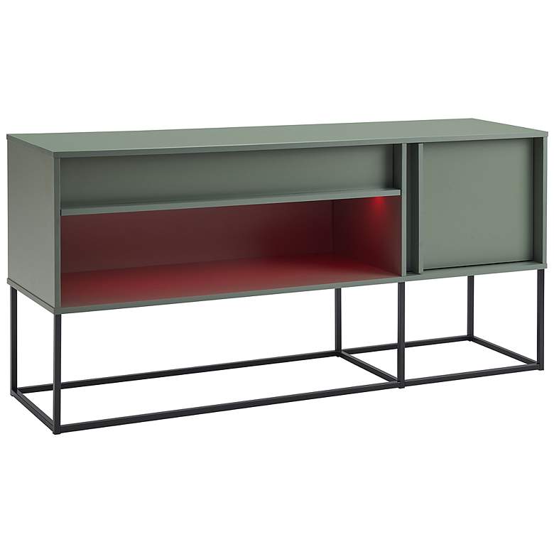 Image 3 Yazda 60 inchW Sage Green 1-Drawer TV Stand w/ USB and LED Light more views