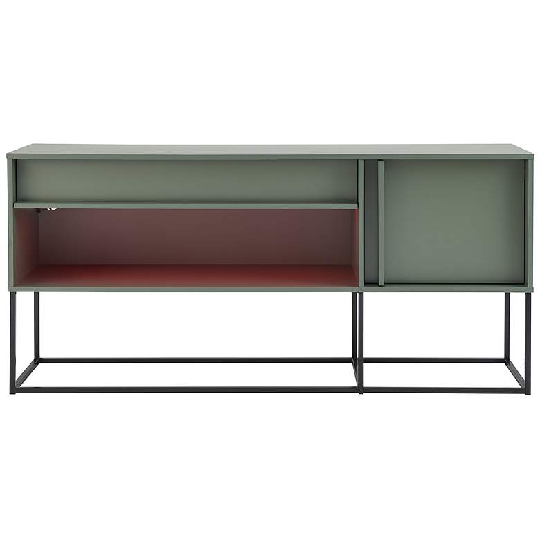 Image 4 Yazda 60"W Sage Green 1-Drawer TV Stand w/ USB and LED Light more views
