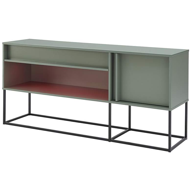 Image 5 Yazda 60"W Sage Green 1-Drawer TV Stand w/ USB and LED Light more views